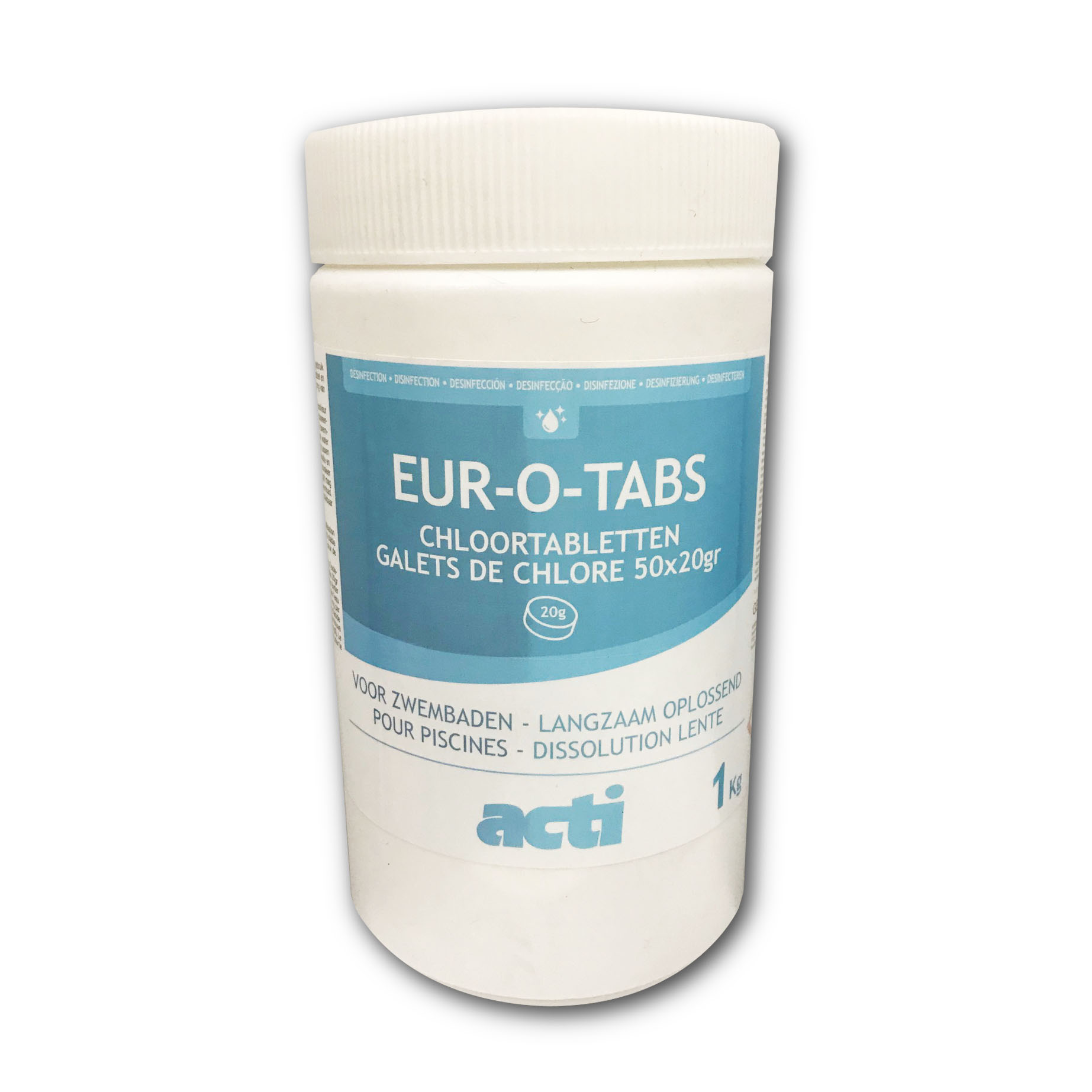 Eur-o-tabs Chloor tabletten 20gr/st – 1kg voor spas en kleine zwembaden
