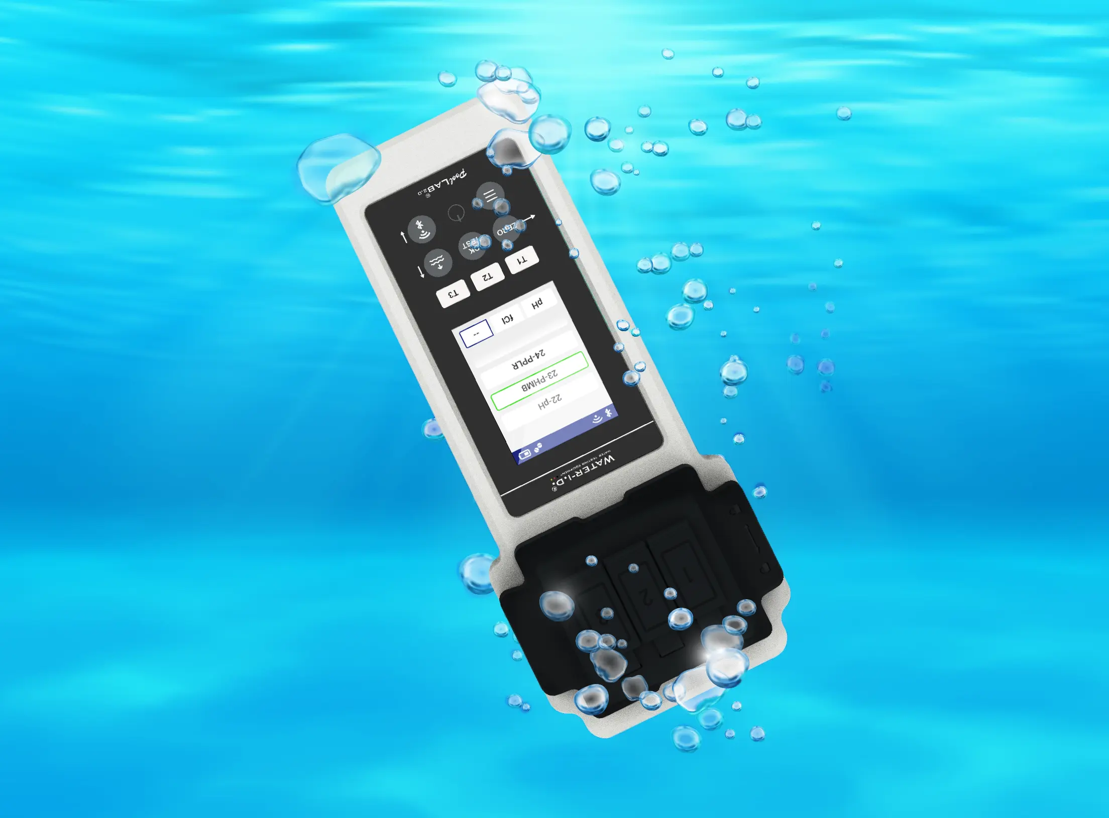 PoolLab2_underwater3 Pool Lab 2.0 digitale zwembad en spa tester